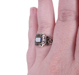 Victorian Agate, Black Enamel and Gold Mourning Ring