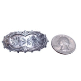 Victorian 1887 Sterling Silver Butterfly and Rose Brooch