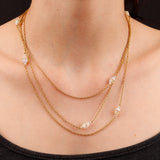 Edwardian 18k Gold Opal and Rock Crystal Long Chain circa 1910