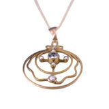 Edwardian C. 1910 Aquamarine Pearl Gold Pendant Necklace