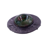 Edwardian Arts and Crafts c. 1910 Ruskin Green Brown Ceramic Pewter Brooch