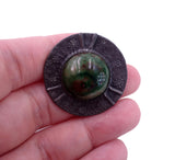 Edwardian Arts and Crafts c. 1910 Ruskin Green Brown Ceramic Pewter Brooch