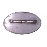 Edwardian Arts and Crafts c. 1910 Ruskin Style Blue Green Ceramic Pewter Oval Brooch