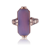 Victorian c. 1900 Sardonyx Rectangular Rose Gold Signet Ring