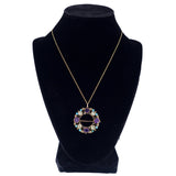 Georgian C. 1820 Amethyst, Chrysoberyl and Turquoise 18K Gold Cannetile Pendant Brooch