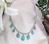 Edwardian C. 1910 Turquoise Pave Necklace