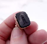 Victorian "TO FRIENDSHIP" Gold Seal Fob Pendant with Ribbon